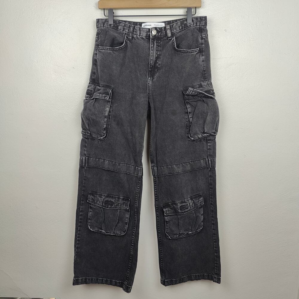 Berksha Baggy Cargo Jeans Womens 4 Charcoal Utility Y2K Wide Leg Loose Gorpcore